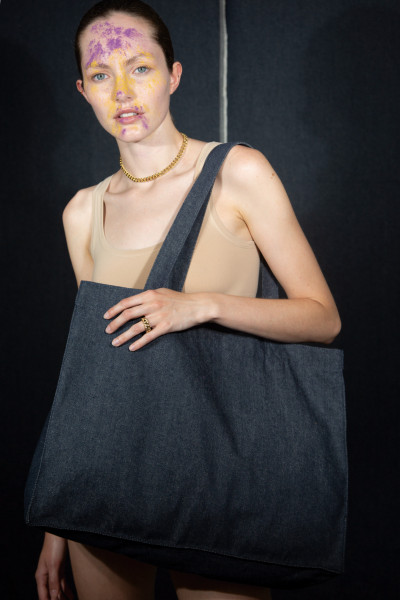 Grand sac shopping denim recyclé