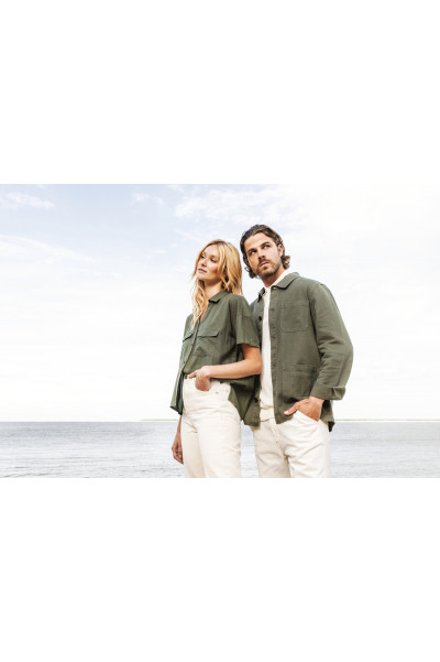 Veste toile lin inspiration workwear délavée homme